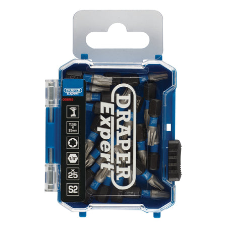 Draper Expert TX-STAR Impact Screwdriver Bits, T25 x 25mm, 1/4" Hex (Pack of 25) : Model No. IMBH/TX25/25