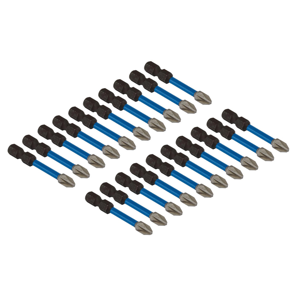 Draper Expert PZ-Type Impact Screwdriver Bits, No.2 x 50mm, 1/4" Hex (Pack of 20) : Model No. IMBH/PZ50/20