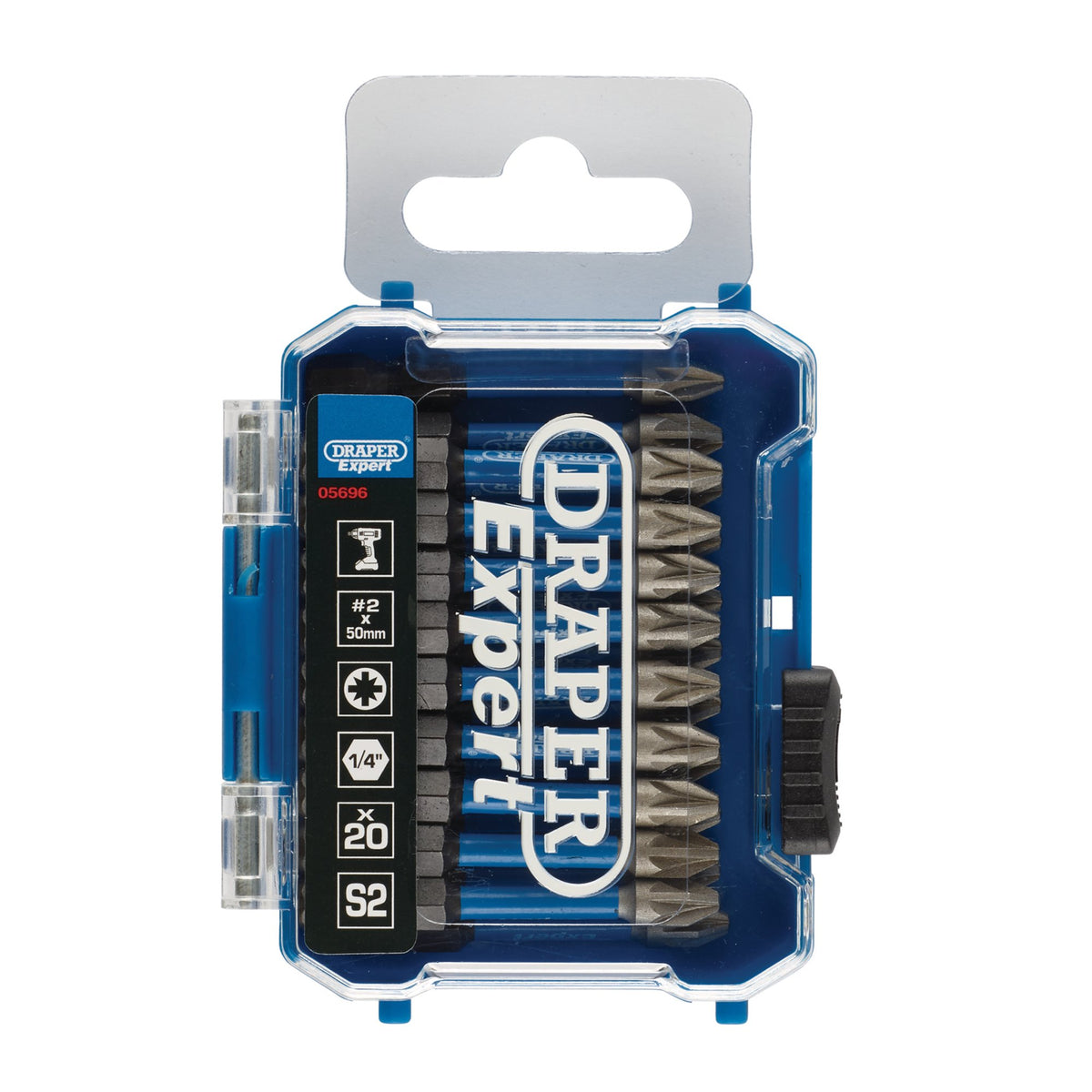 Draper Expert PZ-Type Impact Screwdriver Bits, No.2 x 50mm, 1/4" Hex (Pack of 20) : Model No. IMBH/PZ50/20