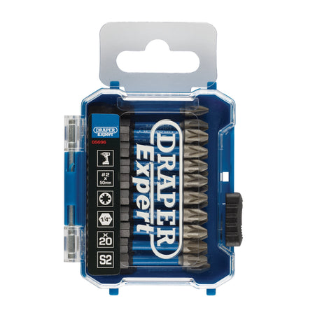 Draper Expert PZ-Type Impact Screwdriver Bits, No.2 x 50mm, 1/4" Hex (Pack of 20) : Model No. IMBH/PZ50/20