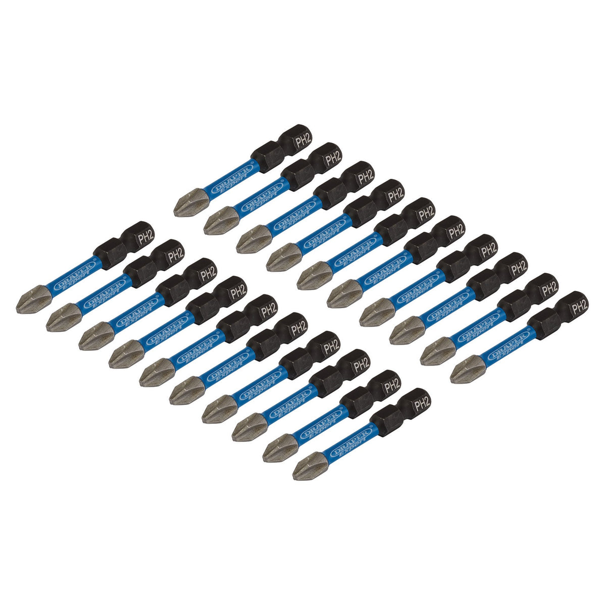Draper Expert Cross Slot/PH Type Impact Screwdriver Bits, No.2 x 50mm, 1/4" Hex (Pack of 20) : Model No. IMBH/PH50/20