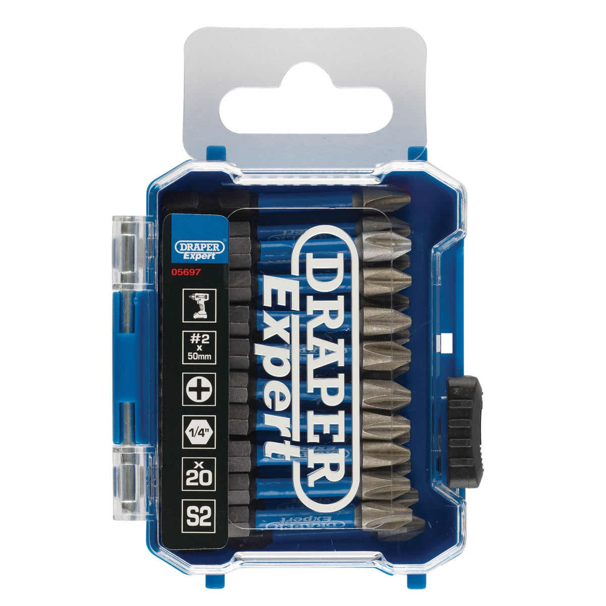 Draper Expert Cross Slot/PH Type Impact Screwdriver Bits, No.2 x 50mm, 1/4" Hex (Pack of 20) : Model No. IMBH/PH50/20
