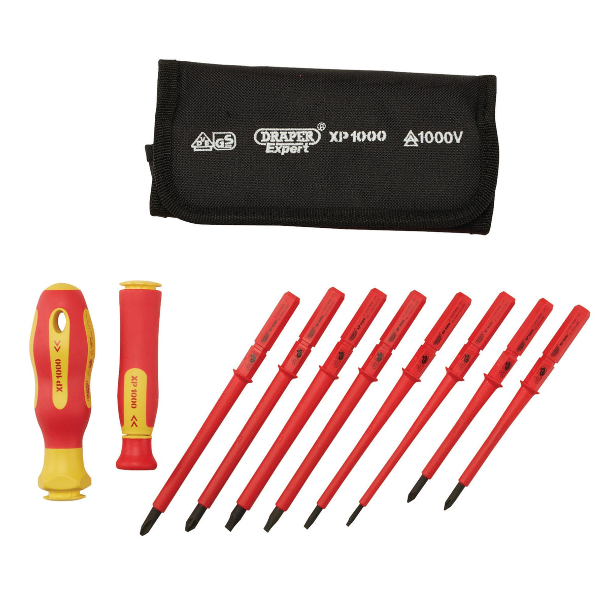 DRAPER Expert Ergo Plus ; 10 Piece VDE Approved Fully Insulated Interchangeable Blade Screwdriver Set: Model No.965I/10