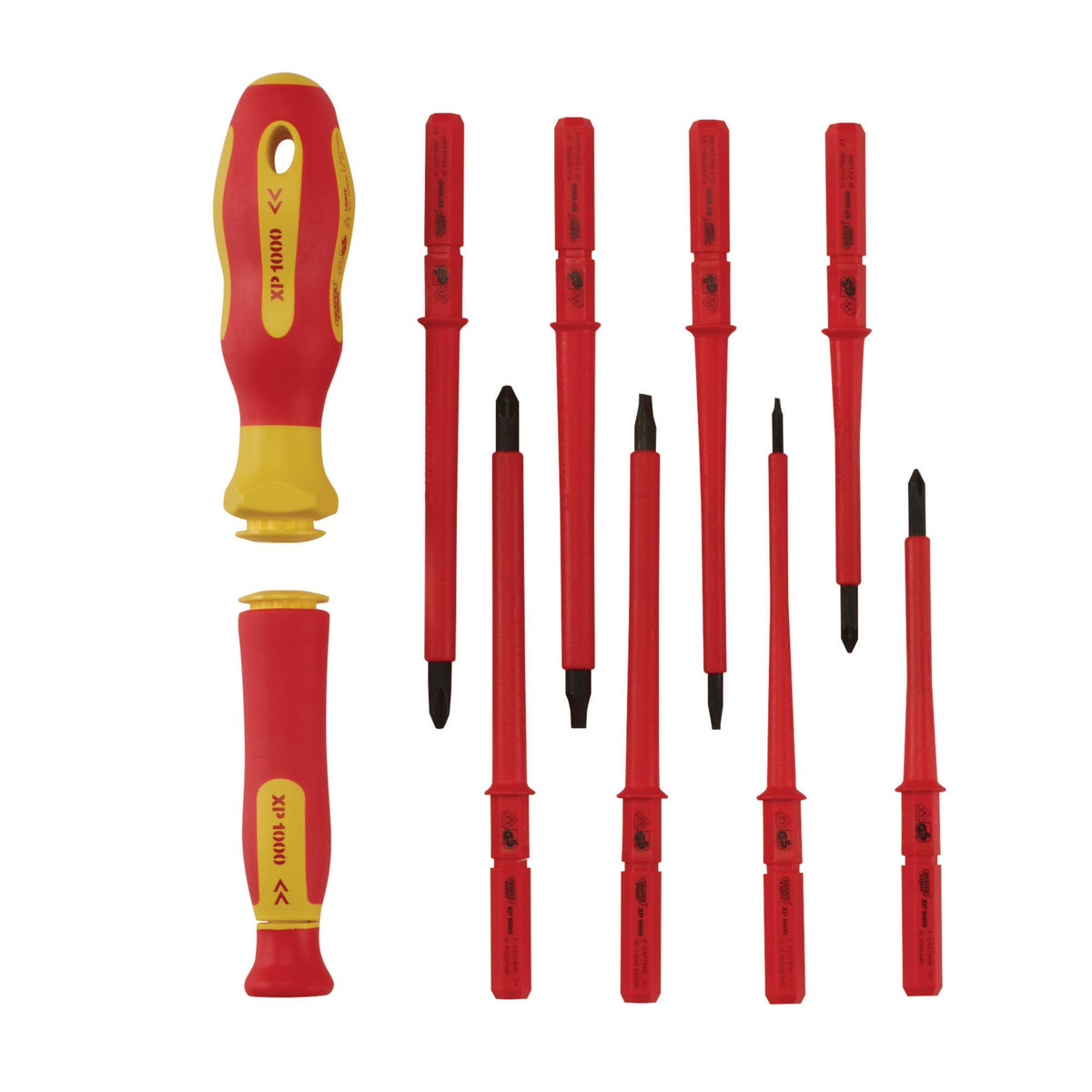 DRAPER Expert Ergo Plus ; 10 Piece VDE Approved Fully Insulated Interchangeable Blade Screwdriver Set: Model No.965I/10