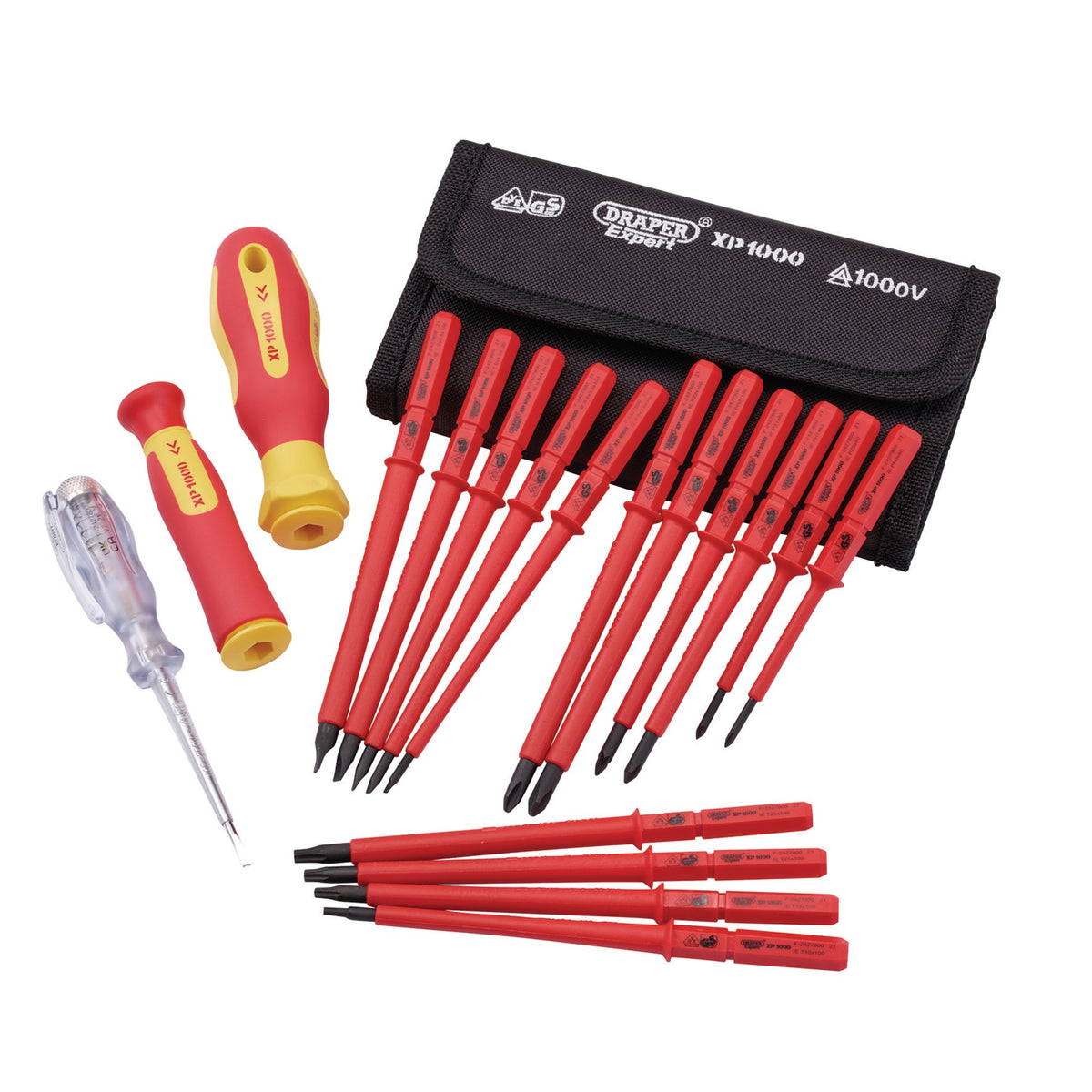 DRAPER Expert Ergo Plus ; 18 Piece VDE Approved Fully Insulated Interchangeable Blade Screwdriver Set: Model No.965I/18