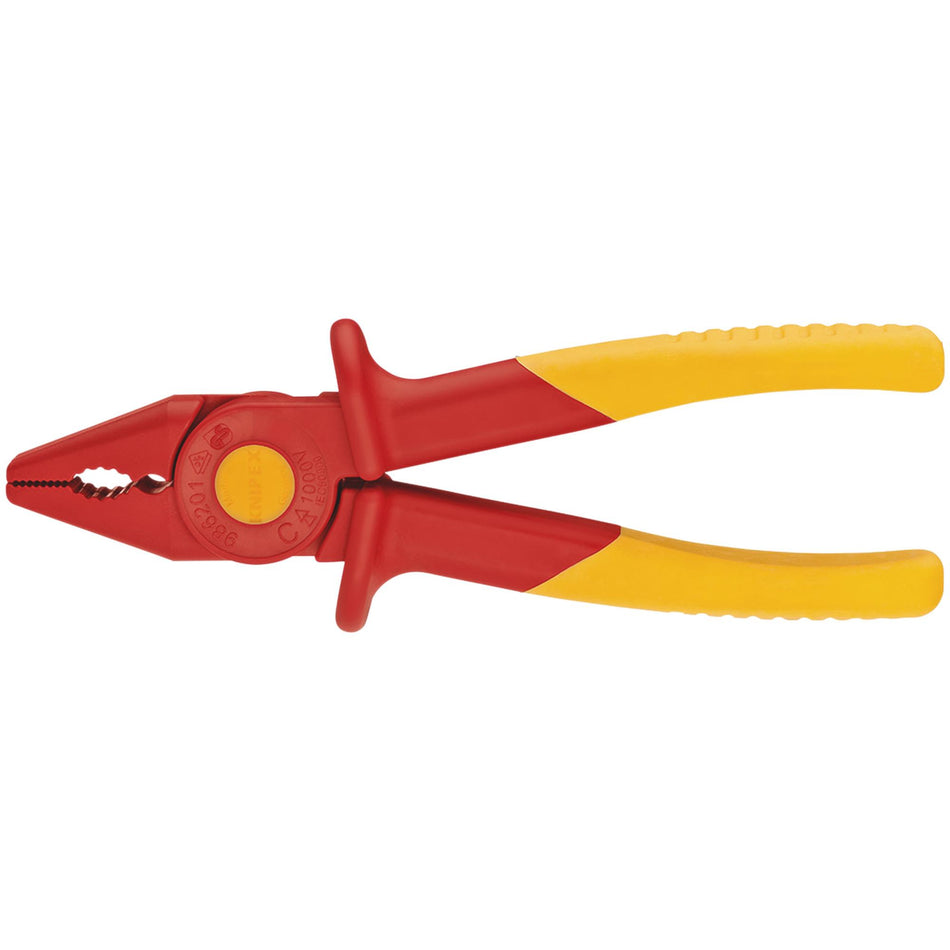 Knipex Fully Insulated 180mm 'S' Range Soft Grip Flat Nose Pliers : Model No.98 62 01