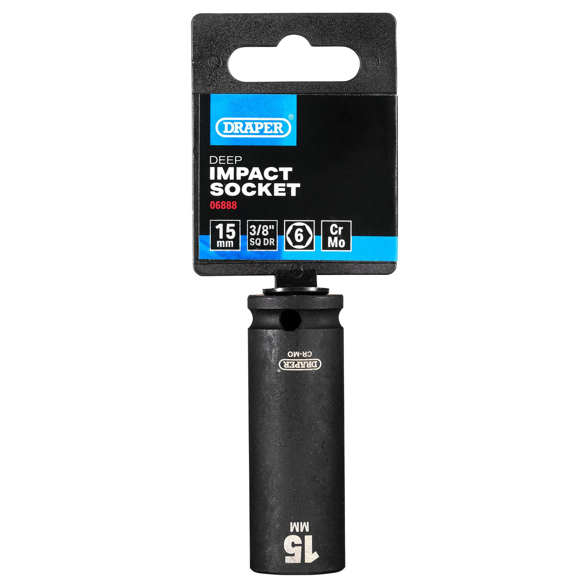 DRAPER Expert 15mm 3/8in. Square Drive Hi-Torq ; 6 Point Deep Impact Socket: Model No.409D-MMC
