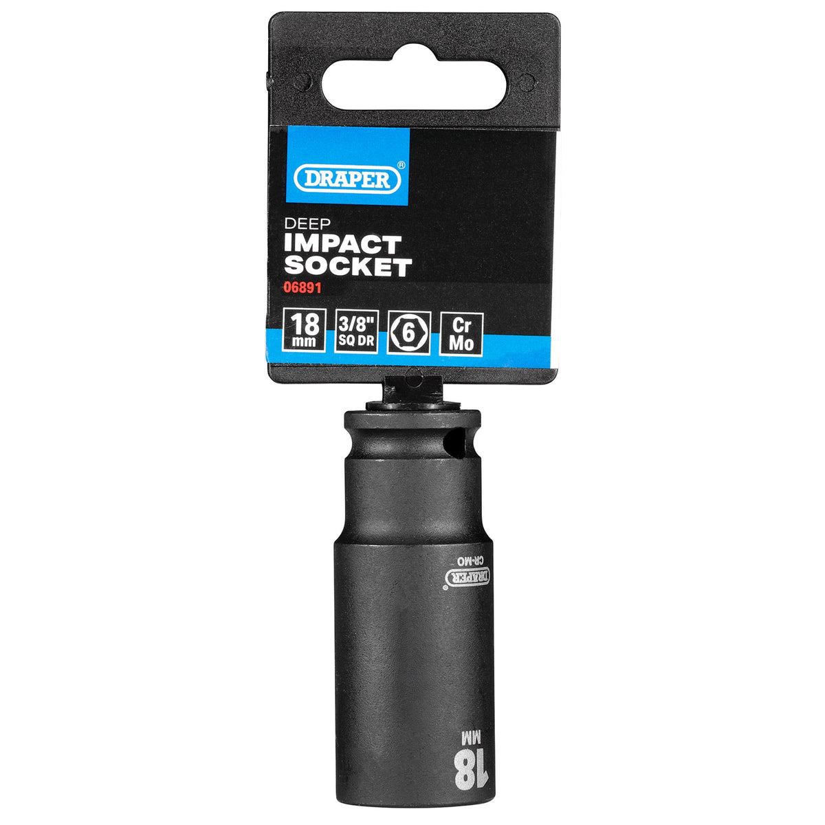 DRAPER Expert 18mm 3/8in. Square Drive Hi-Torq ; 6 Point Deep Impact Socket: Model No.409D-MMC