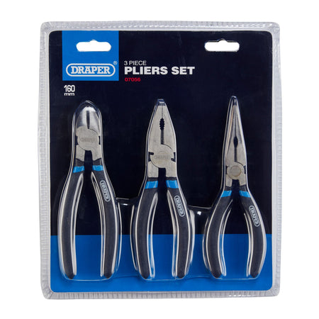 DRAPER 3 Piece Pliers Set: Model No.1073BLISH