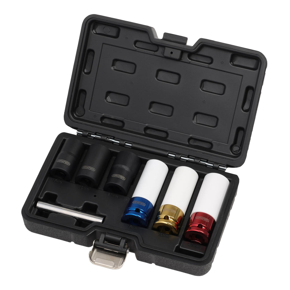 Wheel Nut and Bolt Extractor Socket Set, 1/2" Sq. Dr. (7 Piece)