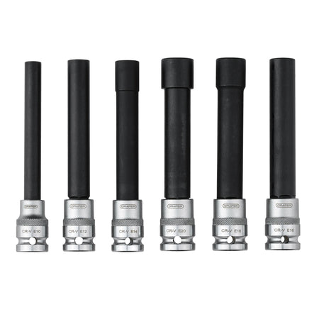 Extra Long E-Type Sockets, 1/2" Sq. Dr. (6 Piece)
