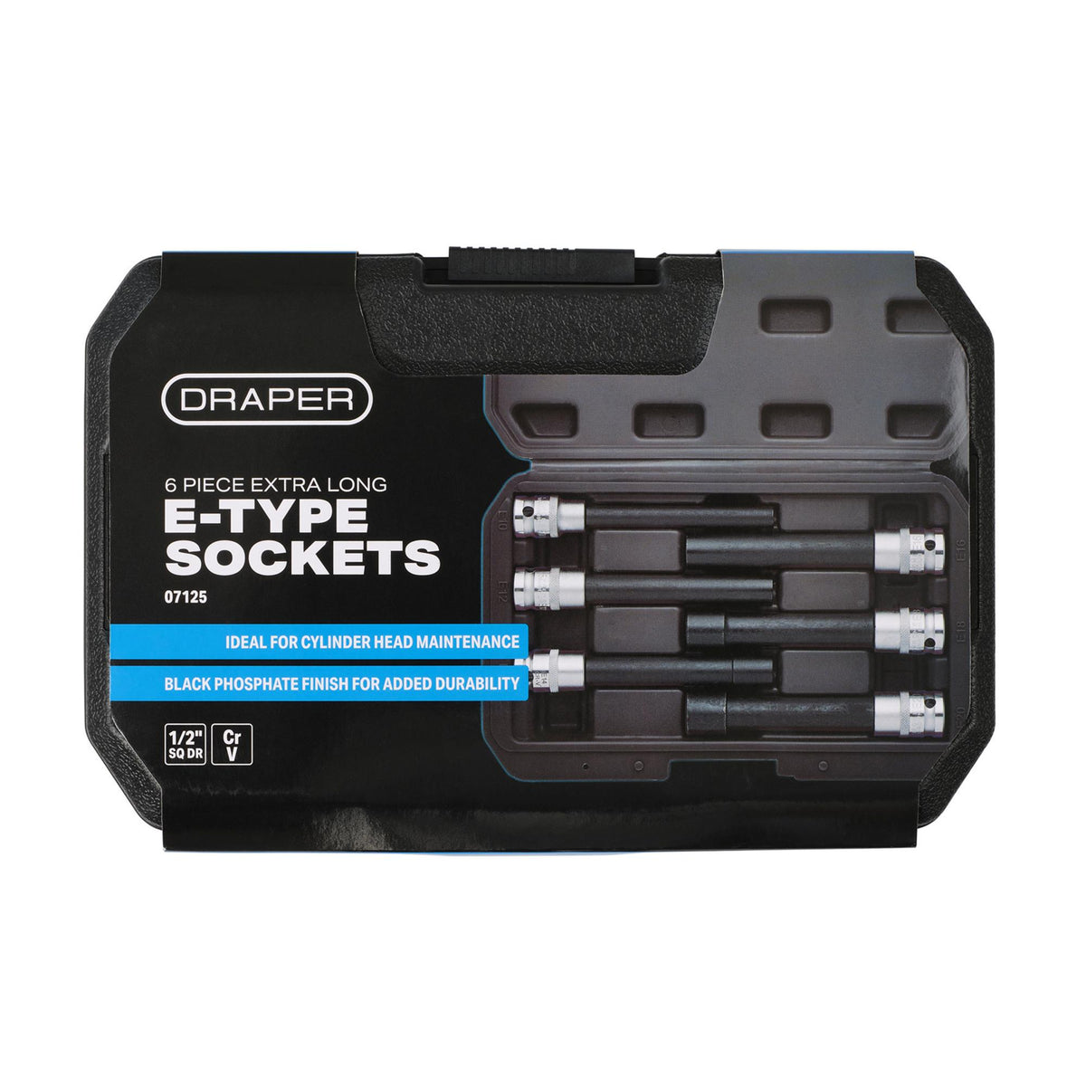 Extra Long E-Type Sockets, 1/2" Sq. Dr. (6 Piece)
