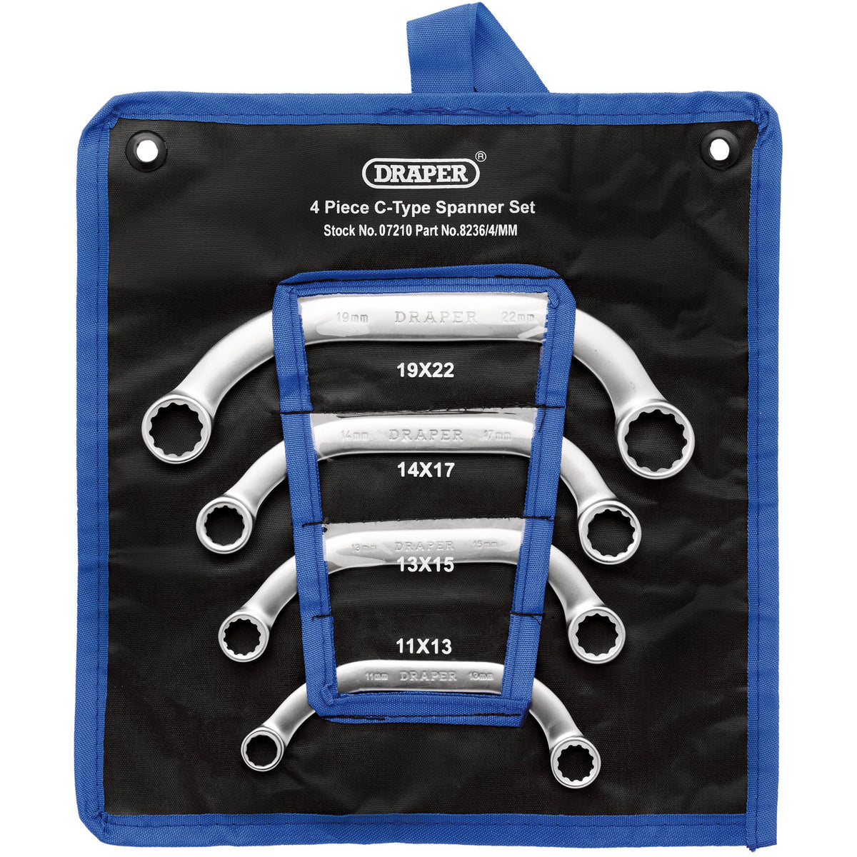 DRAPER 4 Piece Half Moon (Obstruction) Ring Spanner Set: Model No.8236/4/MM