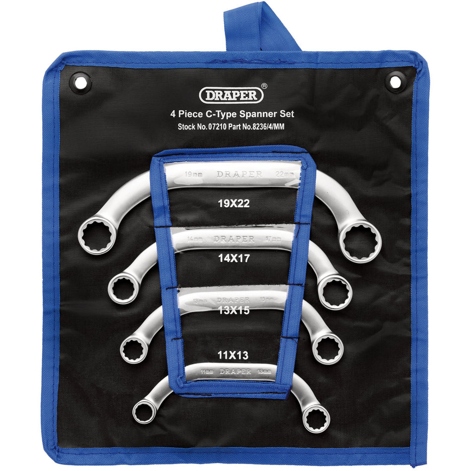 DRAPER 4 Piece Half Moon (Obstruction) Ring Spanner Set: Model No.8236/4/MM