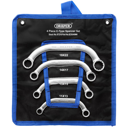 DRAPER 4 Piece Half Moon (Obstruction) Ring Spanner Set: Model No.8236/4/MM