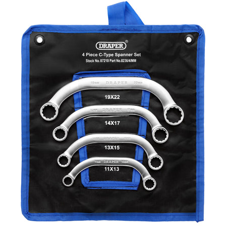DRAPER 4 Piece Half Moon (Obstruction) Ring Spanner Set: Model No.8236/4/MM