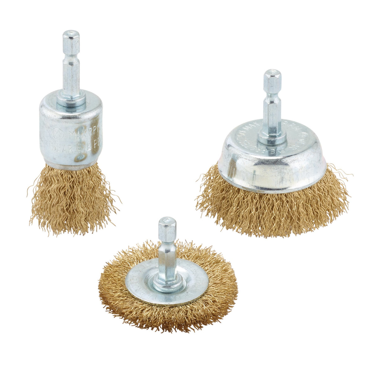 Brassed Steel Crimped Wire Brush Set (3 Piece) : Model No. WBSET3