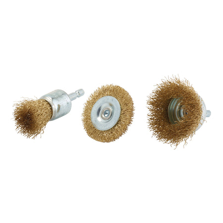 Brassed Steel Crimped Wire Brush Set (3 Piece) : Model No. WBSET3