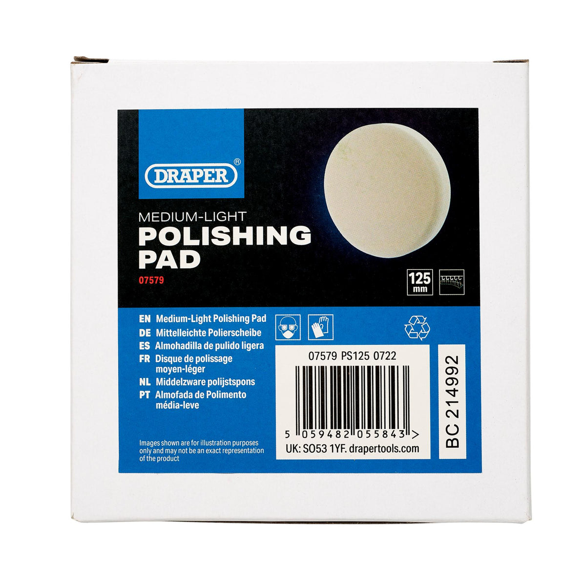 Medium-Light Polishing Pad, 125mm, White : Model No. PS125