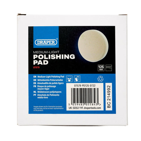 Medium-Light Polishing Pad, 125mm, White : Model No. PS125