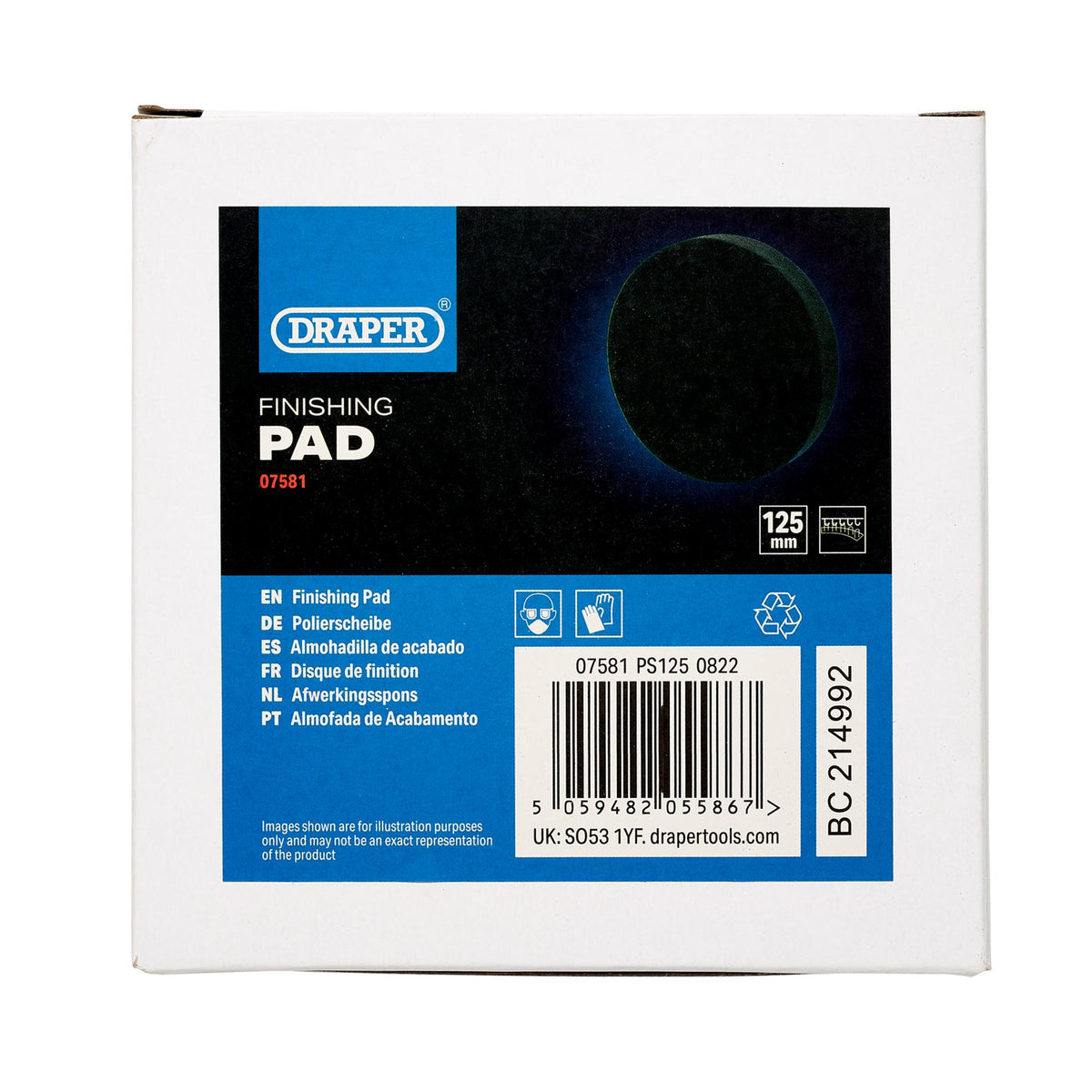 Finishing Pad, 125mm, Black : Model No. PS125
