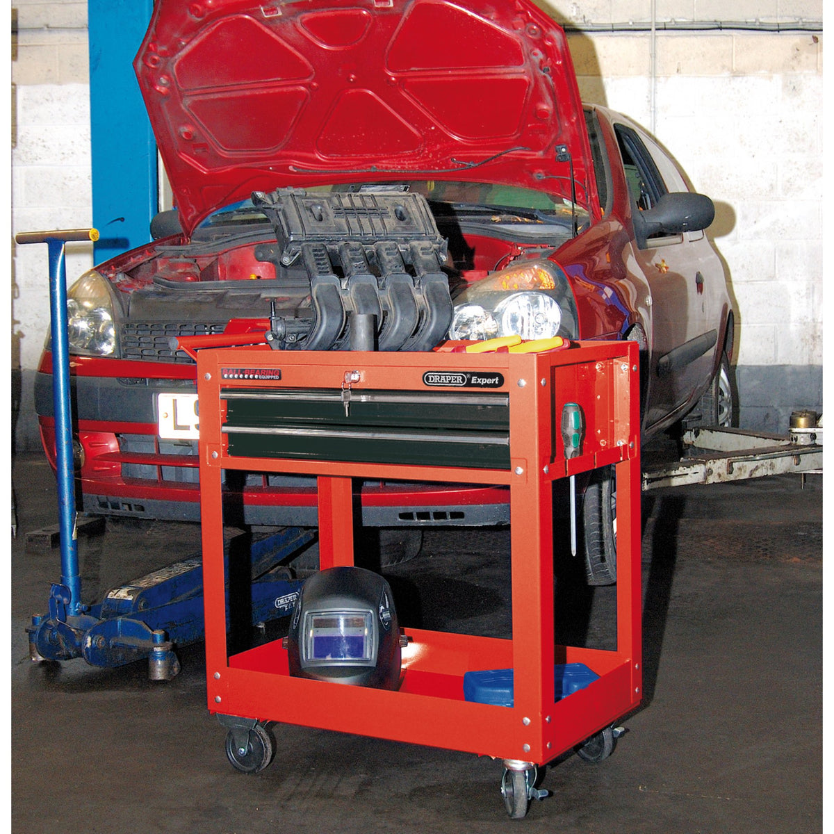 DRAPER Expert 2 Level Tool Trolley with Two Drawers: Model No.TT2DB