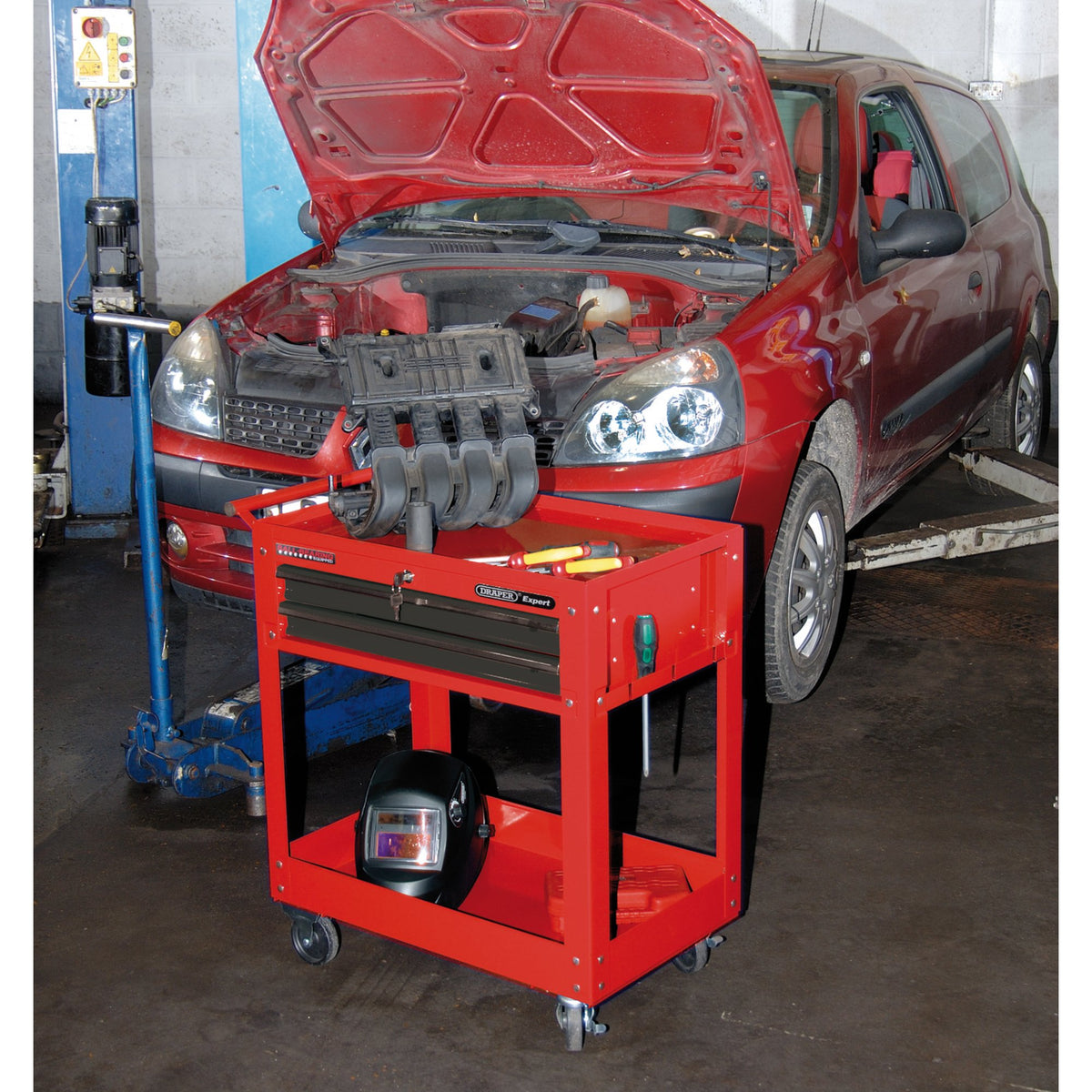 DRAPER Expert 2 Level Tool Trolley with Two Drawers: Model No.TT2DB
