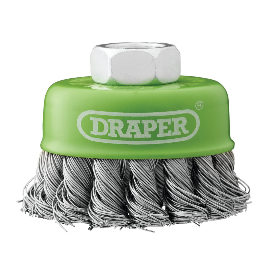 Stainless-Steel Twist-Knot Wire Cup Brush, 65mm, M14 : Model No. WBC10