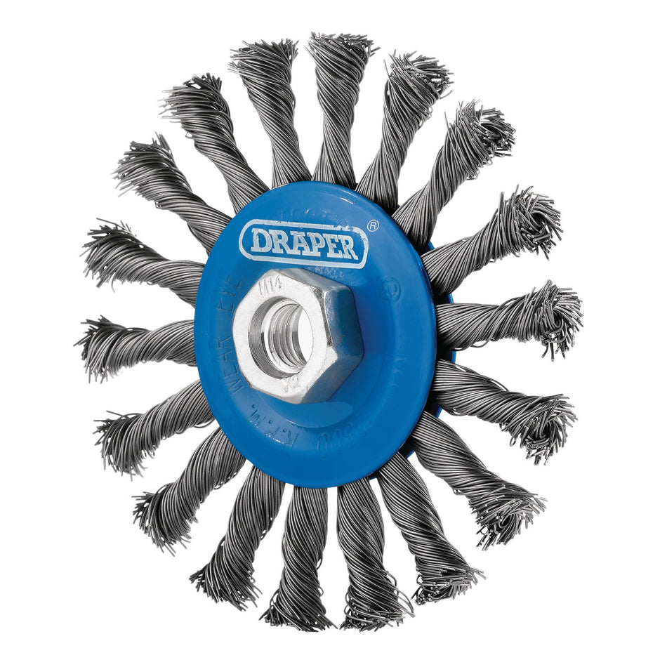 Steel Twist-Knot Flat Wire Wheel Brush, 115mm, M14 : Model No. WBW3