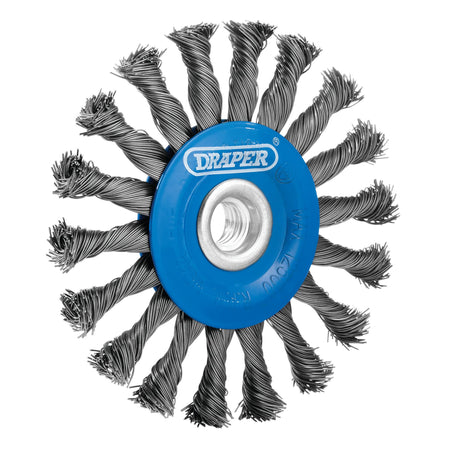 Steel Twist-Knot Flat Wire Wheel Brush, 115mm, M14 : Model No. WBW3