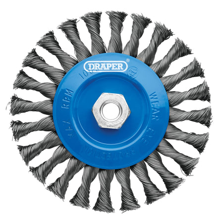 Steel Twist-Knot Flat Wire Wheel Brush, 150mm, M14 : Model No. WBW4