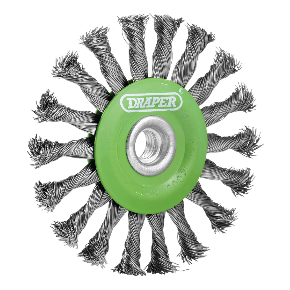 Stainless-Steel Twist-Knot Flat Wire Wheel Brush, 115mm, M14 : Model No. WBW5