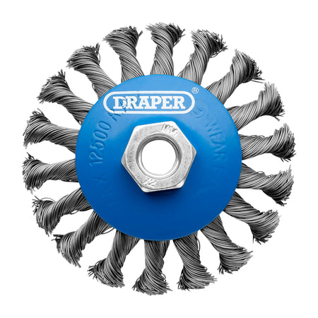 Steel Bevelled Twist-Knot Wire Wheel Brush, 100mm, M14 : Model No. WBW6