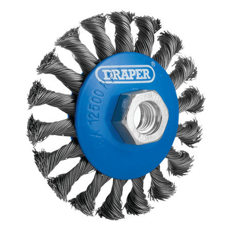 Steel Bevelled Twist-Knot Wire Wheel Brush, 100mm, M14 : Model No. WBW6