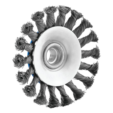 Steel Bevelled Twist-Knot Wire Wheel Brush, 100mm, M14 : Model No. WBW6