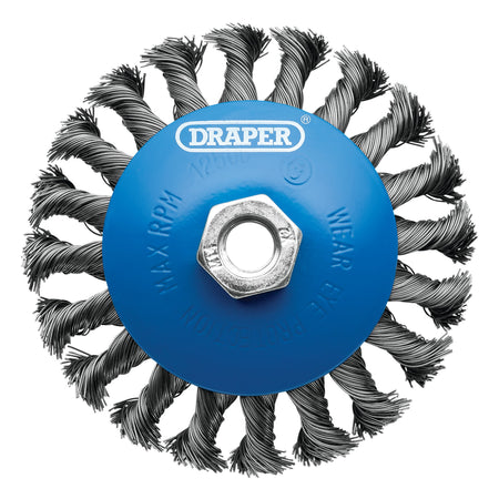 Steel Bevelled Twist-Knot Wire Wheel Brush, 115mm, M14 : Model No. WBW7