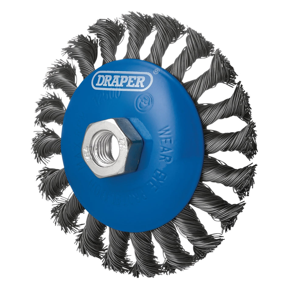 Steel Bevelled Twist-Knot Wire Wheel Brush, 115mm, M14 : Model No. WBW7