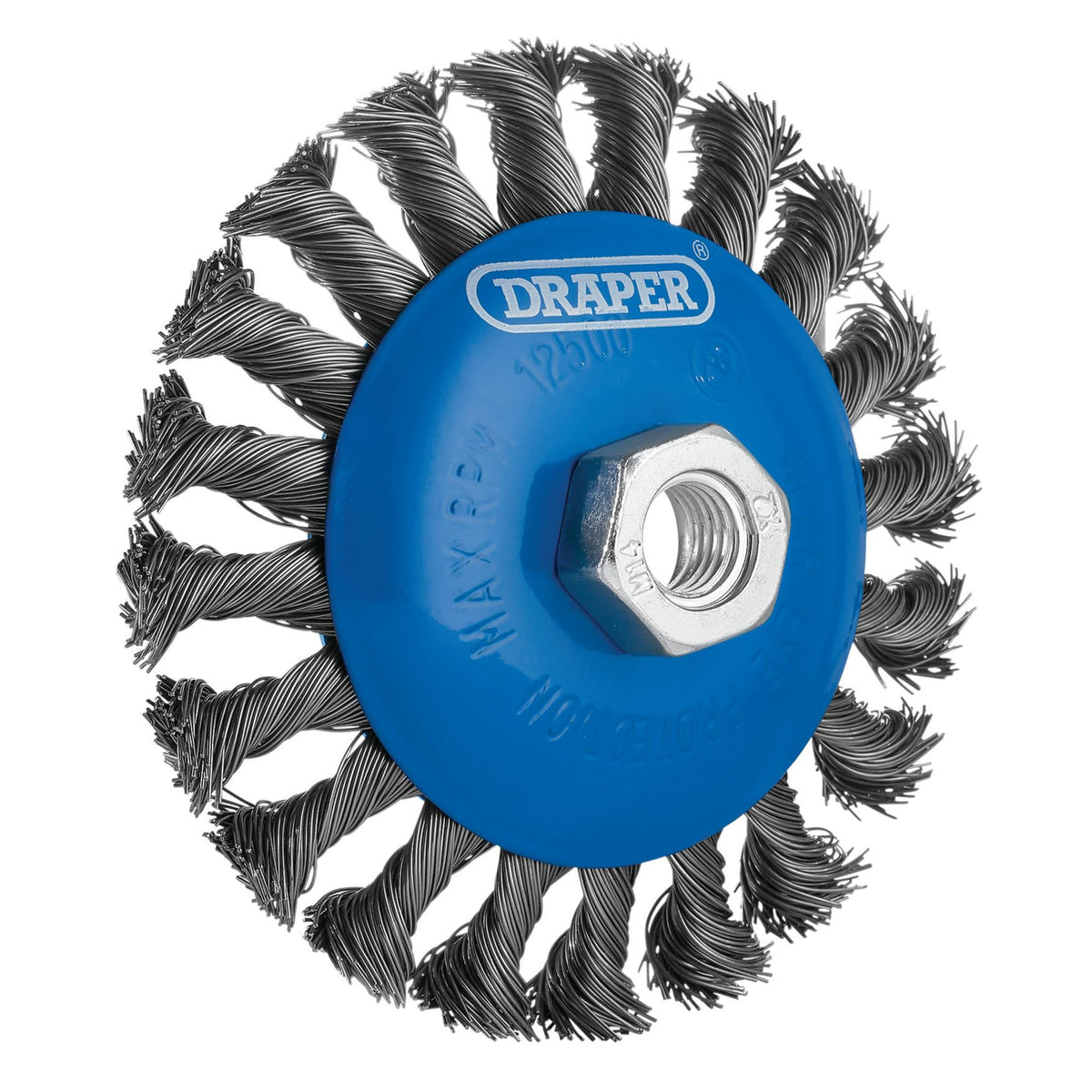 Steel Bevelled Twist-Knot Wire Wheel Brush, 115mm, M14 : Model No. WBW7