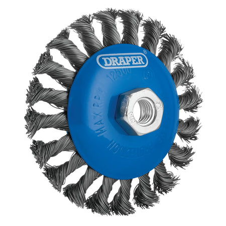 Steel Bevelled Twist-Knot Wire Wheel Brush, 115mm, M14 : Model No. WBW7