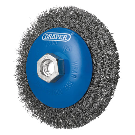 Steel Bevelled Crimped Wire Wheel Brush, 115mm, M14 : Model No. WBW1