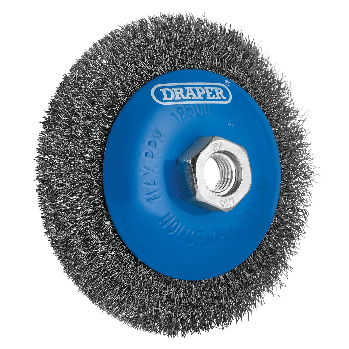 Steel Bevelled Crimped Wire Wheel Brush, 115mm, M14 : Model No. WBW1
