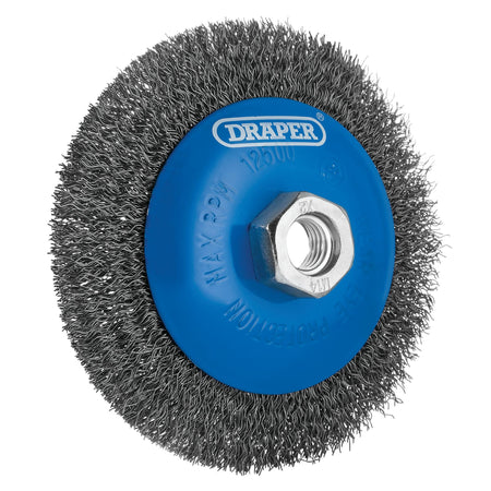 Steel Bevelled Crimped Wire Wheel Brush, 115mm, M14 : Model No. WBW1