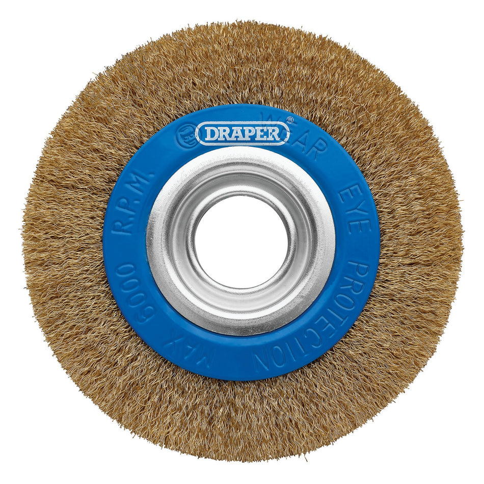 Brassed Steel Bench Grinder Wire Wheel Brush, 150 x 31.75mm : Model No. BG150CS