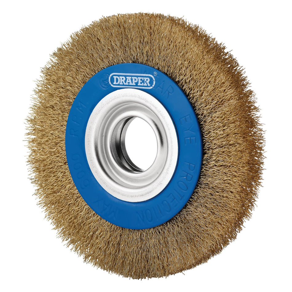 Brassed Steel Bench Grinder Wire Wheel Brush, 150 x 31.75mm : Model No. BG150CS