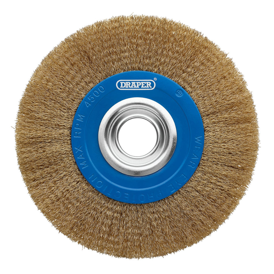 Brassed Steel Bench Grinder Wire Wheel Brush, 200 x 31.75mm : Model No. BG200CS