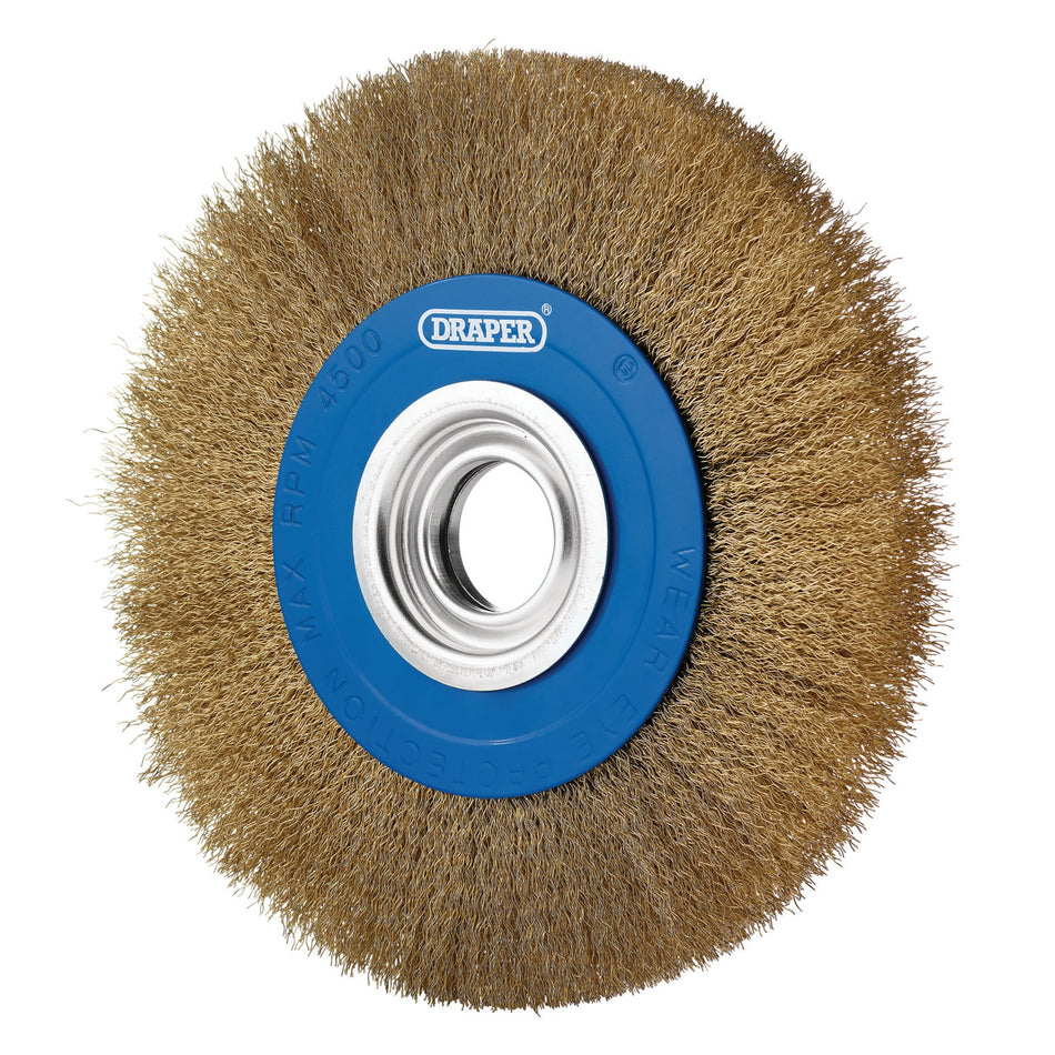 Brassed Steel Bench Grinder Wire Wheel Brush, 200 x 31.75mm : Model No. BG200CS