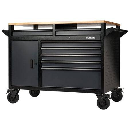 DRAPER BUNKER Multi-Functional Workbench Roller Tool Cabinet, 14 Drawer, 48", Grey Model No. B100-48MTG