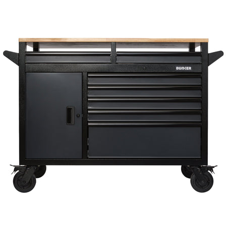 DRAPER BUNKER Multi-Functional Workbench Roller Tool Cabinet, 14 Drawer, 48", Grey Model No. B100-48MTG