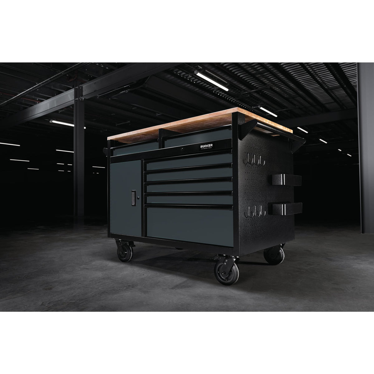 DRAPER BUNKER Multi-Functional Workbench Roller Tool Cabinet, 14 Drawer, 48", Grey Model No. B100-48MTG