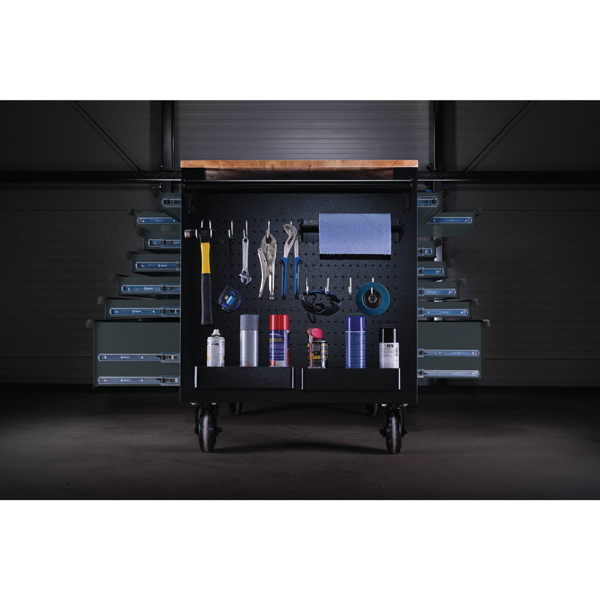 DRAPER BUNKER Multi-Functional Workbench Roller Tool Cabinet, 14 Drawer, 48", Grey Model No. B100-48MTG